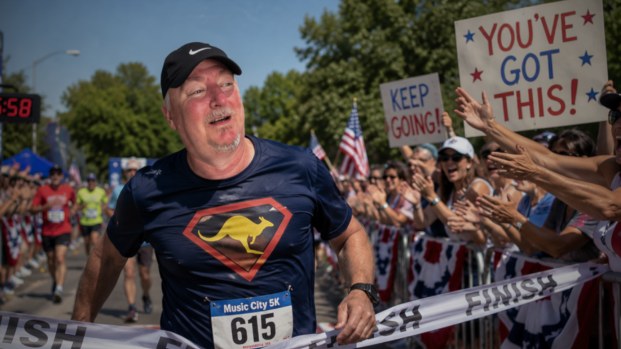 Americans cheering and encouraging someone at a community event